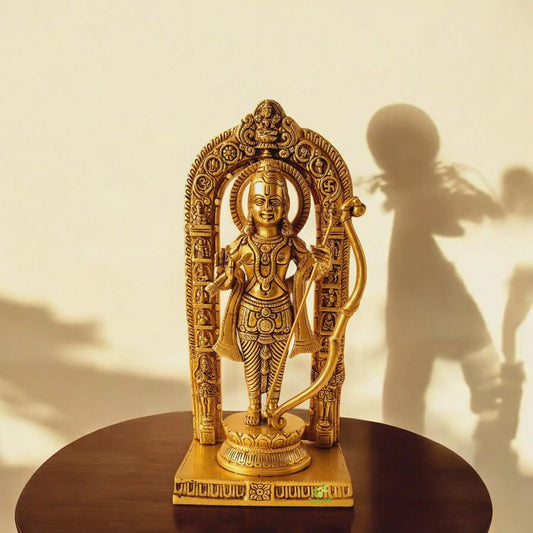 Brass Ram Lalla Statue with Yellow Finishing for home and temple decoration Aakrati