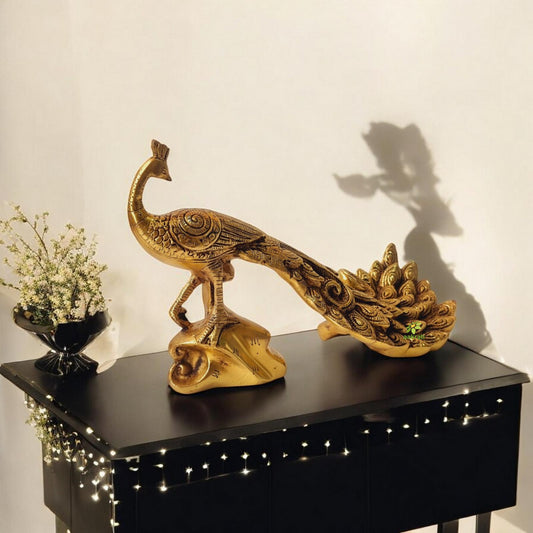 Brass Peacock Set for Table Decoration Handcrafted Statue