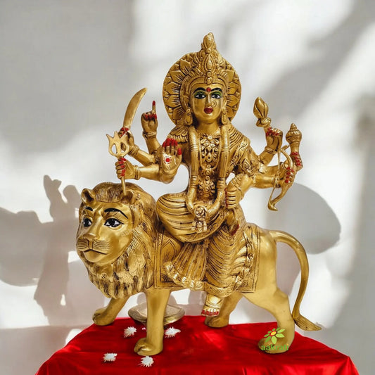 Brass Durga ji statue in yellow finish |Home decor| |Gift item| |Temple Decor| |Table Decor| Aakrati
