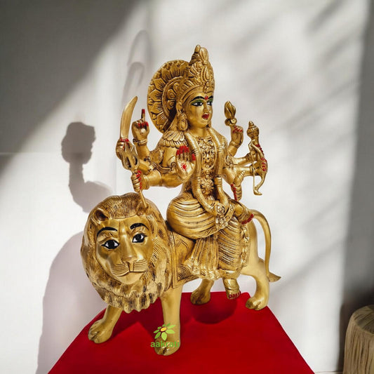 Brass Durga ji statue in yellow finish |Home decor| |Gift item| |Temple Decor| |Table Decor|