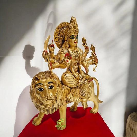 Brass Durga ji statue in yellow finish |Home decor| |Gift item| |Temple Decor| |Table Decor| Aakrati