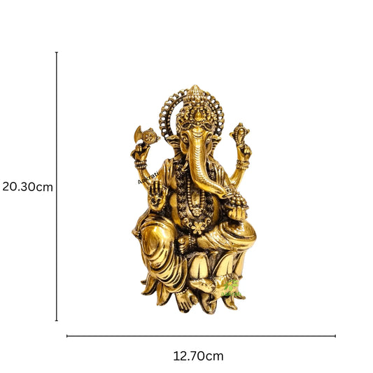 Ganpati Brass metal Hand Made Religious Statue Aakrati