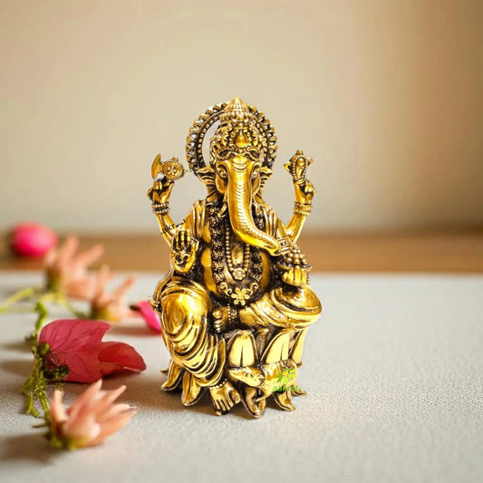 Ganpati Brass metal Hand Made Religious Statue Aakrati