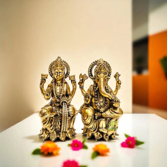 Brass Lakshmi Ganesh Set| Aakrati Brass Laxmi Ganesh Statue| Decorative Items Aakrati