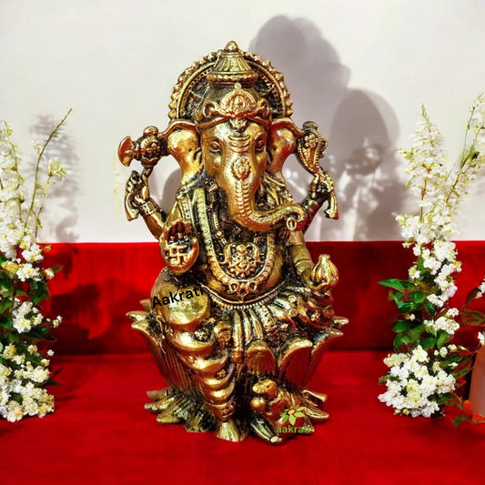 Exquisite Brass Ganesh Statue| Aakrati Brass Ganesh Made in Brass Aakrati
