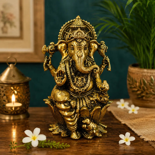 Exquisite Brass Ganesh Statue| Aakrati Brass Ganesh Made in Brass