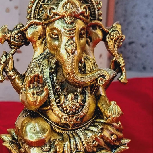 Aakrati Brass Handcrafted Ganesh Statue for Car Dashboard |God Ganesh Murti Aakrati