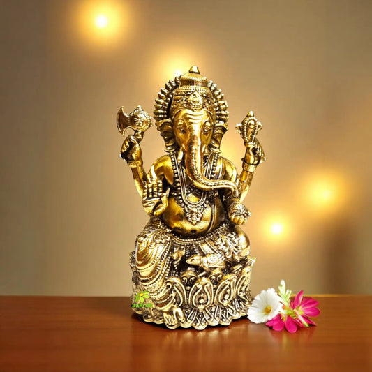 Brass Ganesh Statue| Symbol of Wisdom and Prosperity Made By Aakrati Aakrati
