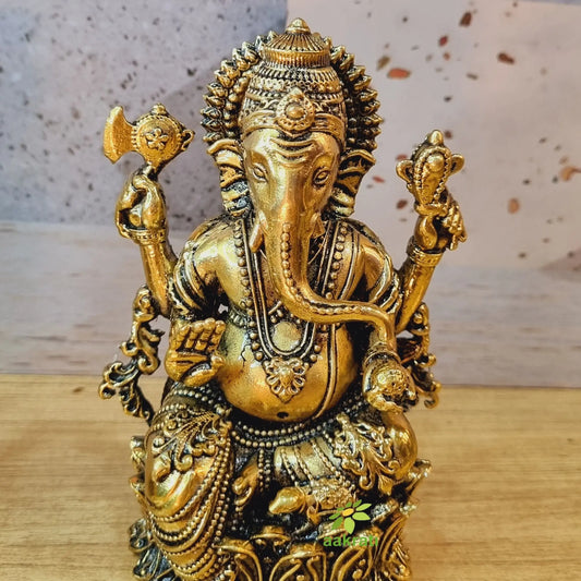 Brass Ganesh Statue| Symbol of Wisdom and Prosperity Made By Aakrati Aakrati
