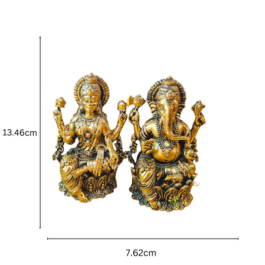Brass Lakshmi Ganesh Pair| Divine Sculptures for Wealth and Harmony| Made By Aakrati Aakrati