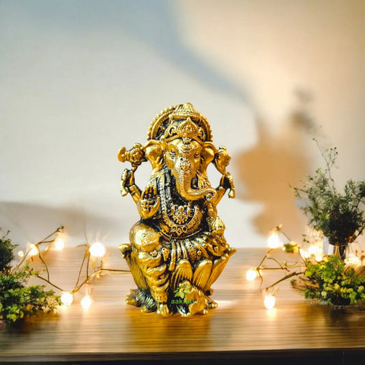 Handcrafted Brass Ganesh Murti with Shivling | Puja Essentials Gift Set for Festivals, Mandir, Housewarming & Spiritual Gifting | Gift Hamper Aakrati