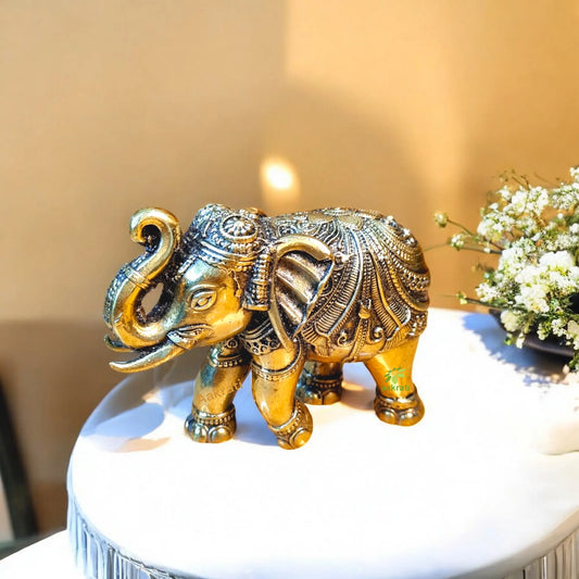 Brass Elephant with Antique finish for home and table decor Aakrati