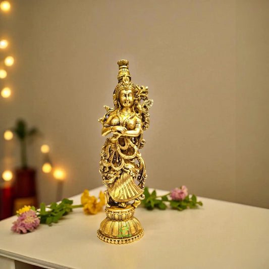 Brass Statue of Radha Rani By Aakrati| Goddess Radha Idol| Temple Decor Aakrati