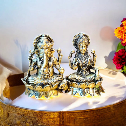 Aakrati Brass Statues of Laxmi Ganesh| Laxmi Ganesh Idol| Home Improvement Items Aakrati