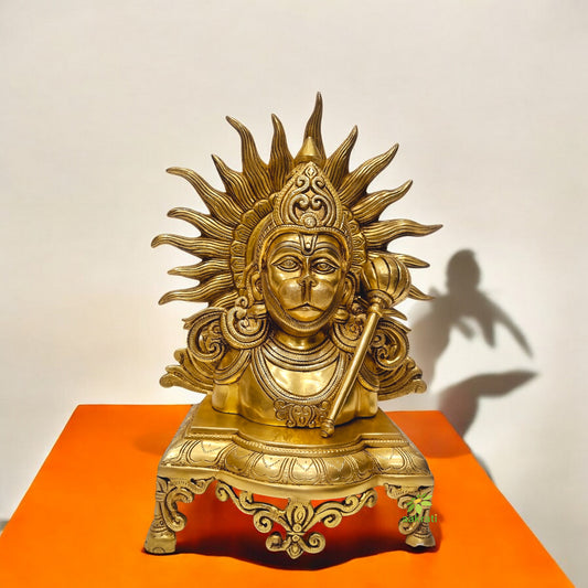 Hanuman ji Statue in brass with yellow finishing for Home decor