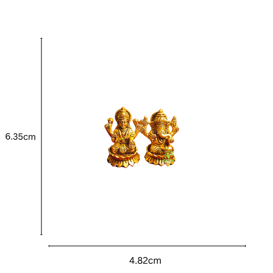 Aakrati Brass Laxmi Ganesh Set for Diwali Pujan| Home & Temple Décor| Decorative Items| Puja Essentials (Yellow,2.5 inch)