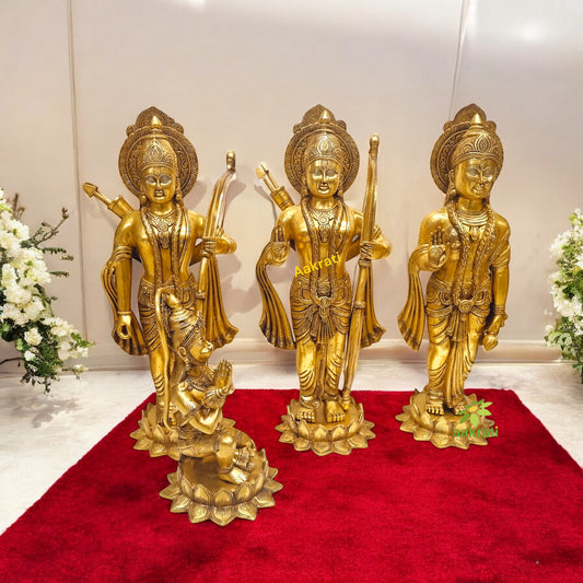 Brass Ram Darbar Family Standing Religious Decor Statue| Brass Idols ( Height 26 inch)