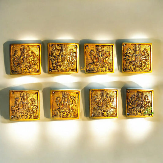 Brass Goddess Ashta Laxmi Set of 8 Pcs| Ashta Lakshmi Wall Hanging made by Aakrati Aakrati
