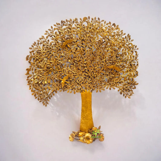 Aakrati Brass Tree of life with root and branches in yellow finishing for home and wall decoration Aakrati