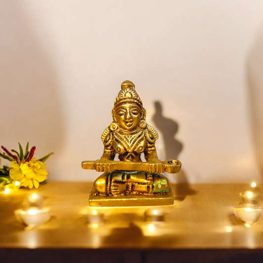 Brass Annapurna Statue, Annapurna Figurein Metal, Devi Ma Parvati Puja Idol, Hindu Goddess Made by Aakrati (2.3 Inch Height)