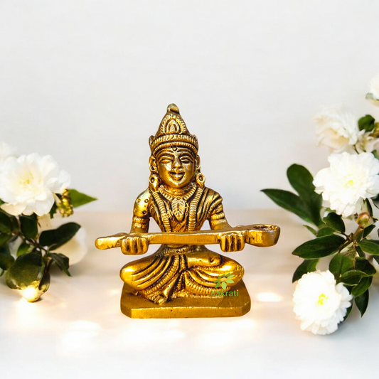 Brass Annapurna Statue, Annapurna Figurein Metal, Devi Ma Parvati Puja Idol, Hindu Goddess Made by Aakrati (3.1 Inch Height)