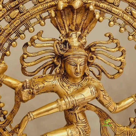 22 inch Brass Dancing Shiva Nataraja Statue | Bronze Finish Shiv Nataraj Idol | Siva Natraja figurine | Lord Shiva Idol (Yellow, Height 22 Inch) Aakrati