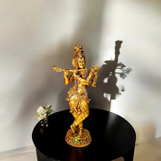 Brass Gift Set – Krishna Murti, Hawan Spoon & Diya Lamp | Ideal for Spiritual Decor, Daily Pooja & Festive Gifting | Gift Hamper Aakrati