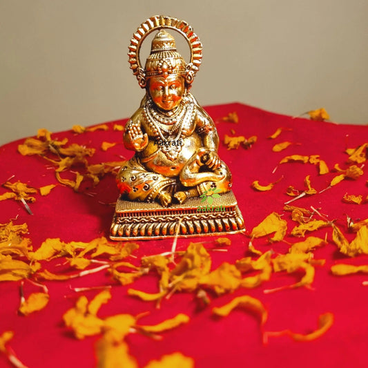 Premium Brass Kuber Idol | Decorative Idol for Bringing Wealth and Good Fortune | Handcrafted Brass Kuber Murti ( Yellow, 3 inch) Aakrati