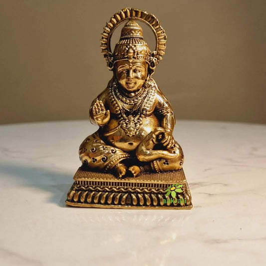 Premium Brass Kuber Idol | Decorative Idol for Bringing Wealth and Good Fortune | Handcrafted Brass Kuber Murti ( Yellow, 3 inch) Aakrati