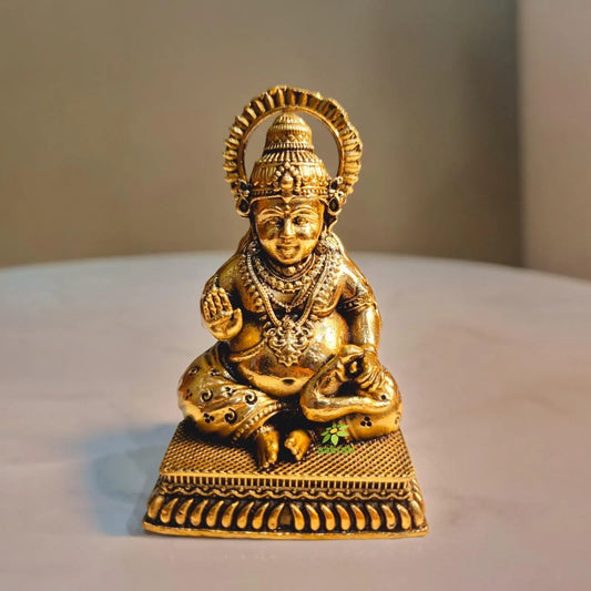 Elegant Brass Kuber Idol | The Symbol of Wealth for Your Home | Brass Lord Kuber Statue ( Yellow, 2 inch) Aakrati
