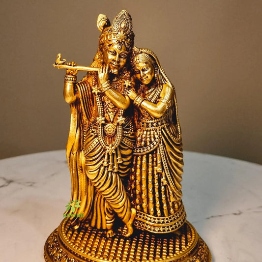 Brass Radha Krishna Murti | Premium brass quality ( Yellow, 5.7 inch) Aakrati