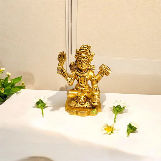 Brass Shiva Statues |Home decoration| |Gift item| ( Yellow, 3 inch) Aakrati
