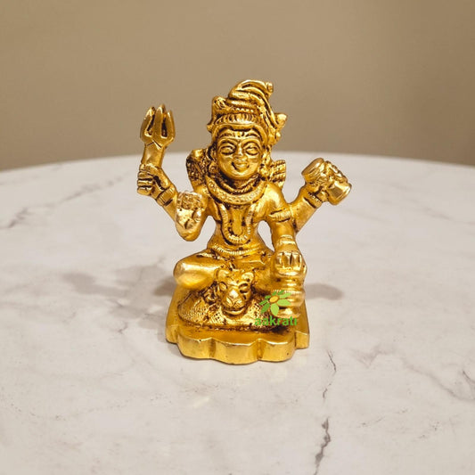 Brass Shiva Statues |Home decoration| |Gift item| ( Yellow, 3 inch)