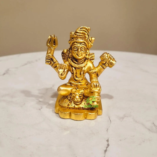 Brass Shiva Statues |Home decoration| |Gift item| ( Yellow, 3 inch) Aakrati