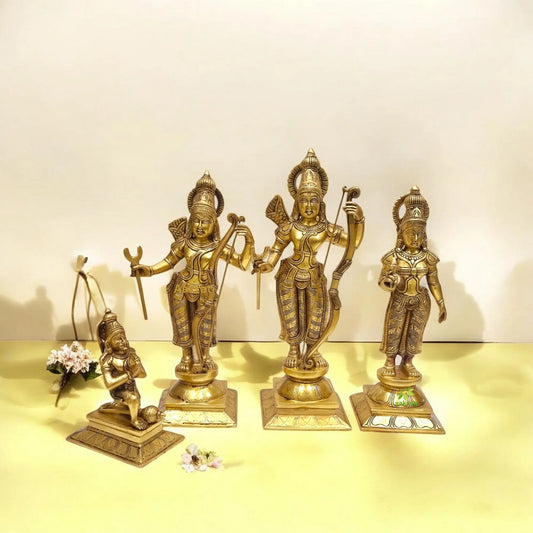 Brass Ram Darbar Family Standing Religious Decor Statue| Brass Idols ( Height 19 Aakrati