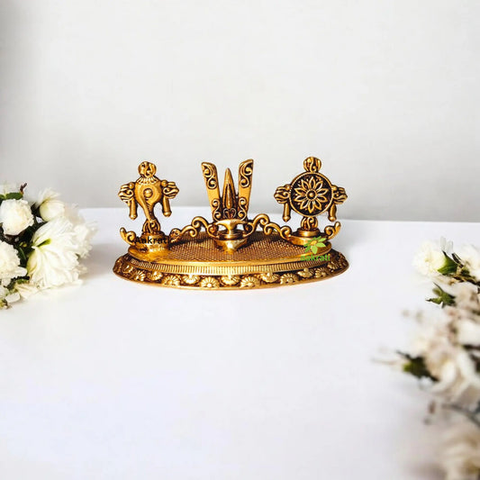 Aakrati Brass Shankh Chakra Namah for temple| 100 % Brass|Temple Décor Aakrati