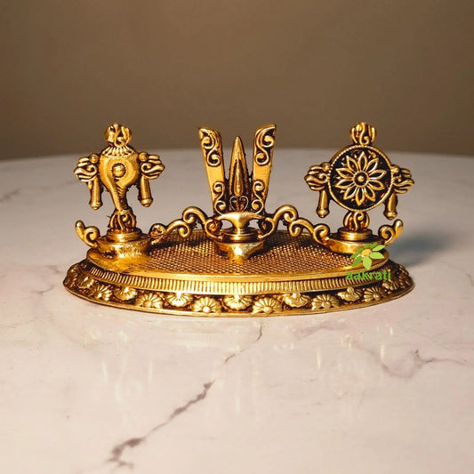 Aakrati Brass Shankh Chakra Namah for temple| 100 % Brass|Temple Décor Aakrati