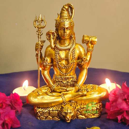 Traditional Brass Combo – Shiva, Laxmi Ganesh Idols with Pooja Diya | Perfect Religious Gift for Diwali & Spiritual Decor | Gift Hamper Aakrati