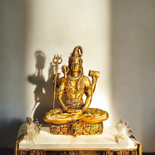 Premium Brass Shiv Murti | Lightweight & Durable Design | Divine Brass Shiv Idol ( Yellow, 4 inch) Aakrati