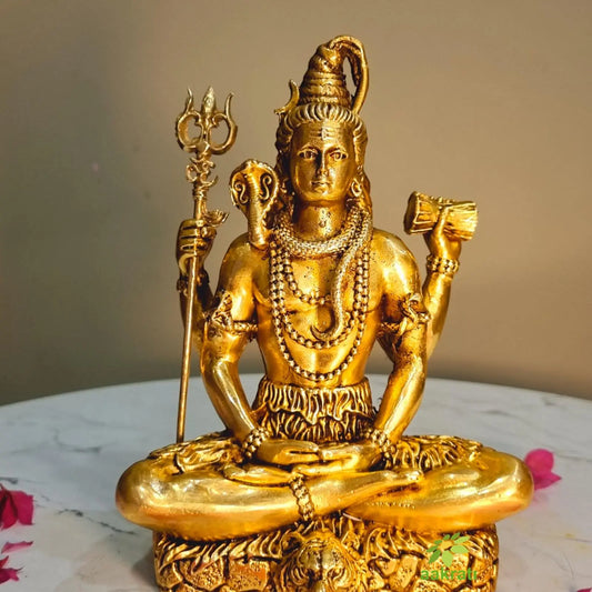 Premium Brass Shiv Murti | Lightweight & Durable Design | Divine Brass Shiv Idol ( Yellow, 4 inch) Aakrati
