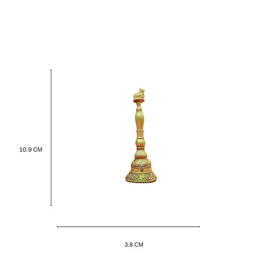 Light Weighted Pure Brass Hand Bell for Temple | Traditional Pooja Ghanti for Home & Mandir | Handcrafted Brass Pooja Bell (Yellow, 4.3 Inch)