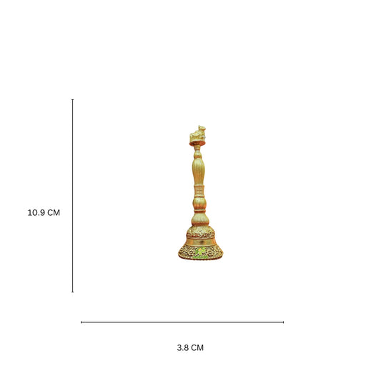 Light Weighted Pure Brass Hand Bell for Temple | Traditional Pooja Ghanti for Home & Mandir | Handcrafted Brass Pooja Bell (Yellow, 4.3 Inch) Aakrati