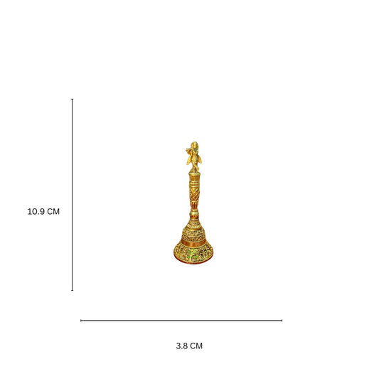 Spiritual Ghanti for Aarti & Rituals |Light Weighted Brass Hand Ghanti for Pooja | Temple Bell with Clear Sound for Mandir Rituals (Yellow, 5.5 Inch) Aakrati