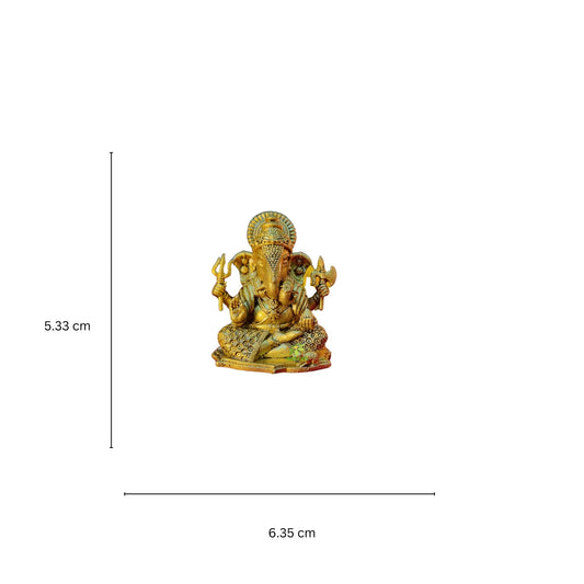 Ganesh Murti in Brass for Puja Room | Home Temple Decor & Religious Gift Item | Light Weighted Brass Ganesh Statue (Yellow, 2.5 Inch) Aakrati