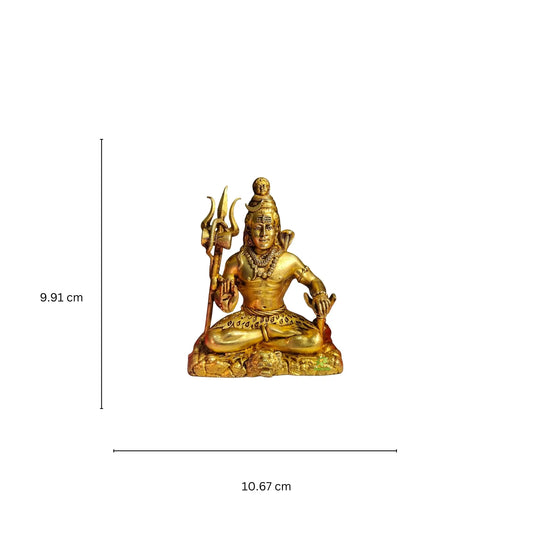 Brass Mahadev Idol for Mandir | Shiva Statue for Meditation & Rituals | Hindu God Mahadev Idol for Spiritual Decor (Yellow, 3 Inch) Aakrati