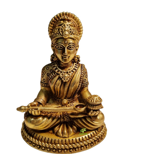 Pure Brass Goddess Annapurna Idol for Temple | Devi Murti for Home Puja & Mandir Decor | Religious Statue for Kitchen & Mandir (Yellow, 3 Inch) Aakrati