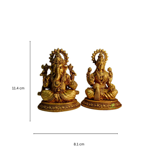 Light Weighted Lakshmi Ganesh Brass Idol Set | Temple Decor Statue for Daily Worship & Festivities | Temple Decor Statue for Daily Worship & Festivities (Yellow, 4.5 Inch)