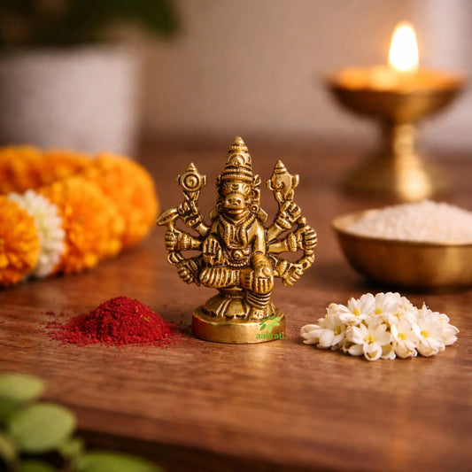 Brass Varahi Idol | Varahi Statue for Temple | Brass Varahi Amman Murti (Yellow, 1 Inches) Ashopi