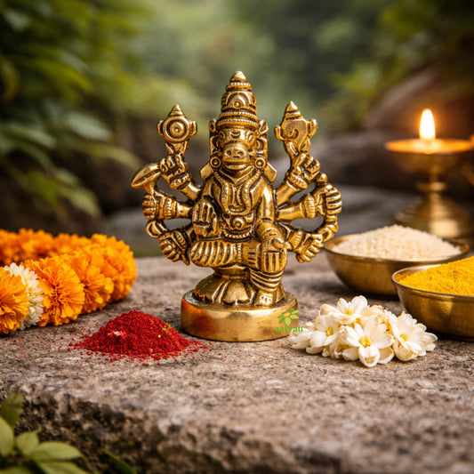 Brass Varahi Idol | Varahi Idol for Spiritual Gifting | Brass Varahi Amman Murti (Yellow, 1.2 Inches)