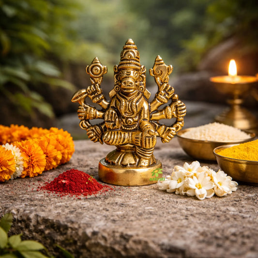 Brass Varahi Idol | Varahi Idol for Spiritual Gifting | Brass Varahi Amman Murti (Yellow, 1.2 Inches) Ashopi